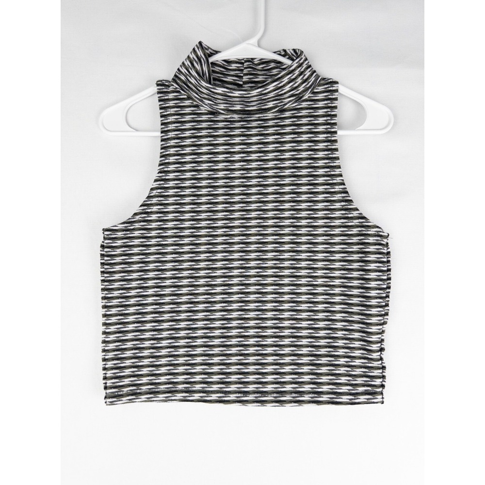 Free People‎ Turtleneck Blouse Top Womens Small Zebra Sleeveless Pullover Boho